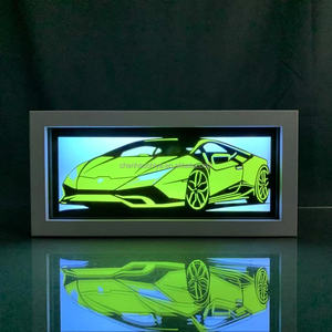 Nouvelle boîte à lumière en bois personnalisée à faire soi-même, cadre en bois, forme <span class=keywords><strong>de</strong></span> voiture, lumière LED 3D, lumière nocturne créative, cadeaux visuels pour les amateurs <span class=keywords><strong>de</strong></span> voitures - Product Image 5