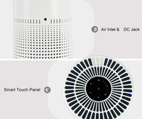 Purificateur d'air de bureau électrique électrostatique intelligent professionnel en plastique avec filtres HEPA et charbon actif, affichage AQI et contrôle tactile