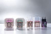 Chargeur mural rapide GaN à double port USB-A et USB-C avec prise UE/US, motif personnalisé dégradé de couleur, certifié FCC CE, adaptateur pour iPhone 18 PM