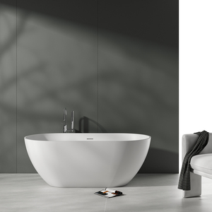 Moderna Bañera de Hidromasaje Independiente en Forma de Huevo, Blanca/Negra Brillante, con Función de Remojo, de Piedra Artificial Duradera, con Drenaje Central <span class=keywords><strong>TONA</strong></span> - Product Image 2