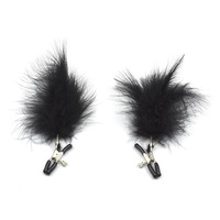 Peluche érotique Jouets pour seins Flirter Appareils féminins Pinces à seins Plumes colorées Couples Produits pour adultes