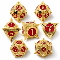 Ensemble de dés à points en cuivre rouge antique, 7 pièces, dés polyédriques ornés pour D&D, jeux de rôle, jeux de société, coffret cadeau