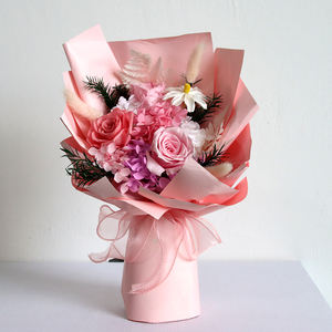 Offre Spéciale <span class=keywords><strong>Pas</strong></span> <span class=keywords><strong>Cher</strong></span> <span class=keywords><strong>Éternelle</strong></span> Vraie Fleur Sèche Conservée <span class=keywords><strong>Rose</strong></span> Mariage Emballage Blanc Bouquet De Mariée - Product Image 6