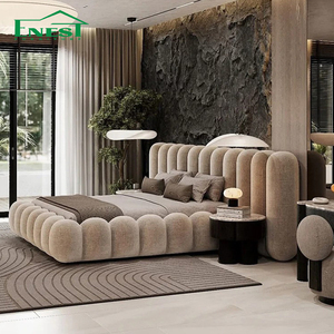 Modernes Luxus-Polsterbett mit Breitem Bildschirm-Kopfteil Hochwertiges Kingsize-Bett für Villa-Hauptschlafzimmer-Möbel - Product Image 3