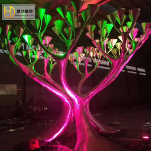 Jiahua Stainless Steel Illuminated <b>Tree</b> <b>Outdoor</b> Floor Mount Irregular Plant Sculpture Handmade Large Scale - Product Image 1