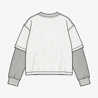 Sweat-shirt Homme Streetwear Personnalisé Coupe Boxy Patchwork Manches Longues Imprimé Effet Vieilli Épaules Déchirées