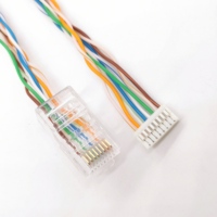 Kabel LAN Bulat Cat5e 4 Pasang dengan Konektor RJ45 Kustom ke JST GH 8Pin Pitch 1.25mm dan UTP 24AWG