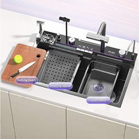 Offre Spéciale noir affichage de la température robinet intelligent tirer vers le bas pulvérisateur cascade robinets d'évier de cuisine