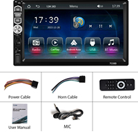 Lecteur MP5 pour voiture Podofo Single Din 7'' avec Carplay sans fil, Android Auto, écran tactile, électronique automobile 7039B, USB, BT, FM avec microphone