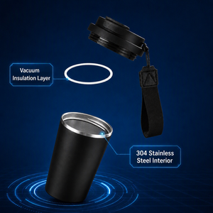 Tazza da Caffè Portatile in Acciaio Inossidabile con Coperchio a Doppio Uso e Cannuccia in PP per Ufficio e Viaggi - Product Image 4