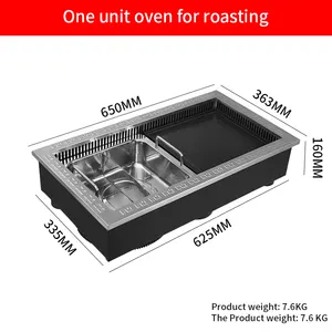 商用電気韓国2-In-1バーベキュー鍋 & グリルバーベキューグリル統合スクエア電気グリルマンダリンダック鍋グリル