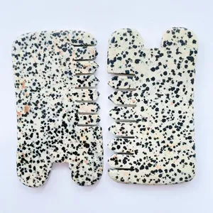 Đá quý bán buôn Chất lượng cao Dalmatian Jasper Lược tự làm pha lê cho trang trí nội thất Quà Tặng tự nhiên đầu massager