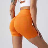 Venta al por mayor de mujeres de cintura alta sin costuras activo Scrunch Yoga Shorts Control de barriga Levantamiento de glúteos Gimnasio Entrenamiento Pantalones cortos transpirables ajustados