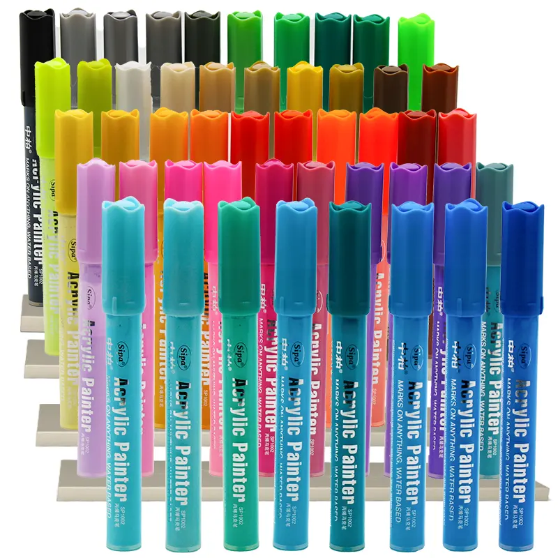 Sipa ชุดปากกามาร์กเกอร์ศิลปะสีอะคริลิค8 12 24 36 48สี,กันน้ำปลอดสารพิษกลิ่นต่ำสำหรับวาดรูป