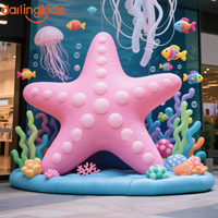 Ensemble de décoration gonflable géant sur le thème de l'océan, étoiles de mer roses, méduses, poissons, coraux pour les centres commerciaux, les événements, les hôtels, les espaces de vente au détail