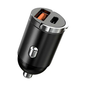 12V 24V anillo de tracción metal mini cargador de coche PD 30W carga rápida QC3.0 tipo C adaptador de enchufe de encendedor de cigarrillos de doble puerto para coche - Product Image 6