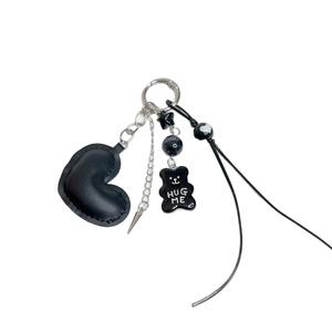 Hot Sale Leather <b>Keyring</b> Tiny Bear <b>Charm</b> Car Key Chain Lovely Handbag Decoration Cute PU Heart Pendant Keychain for Girls Bags - Product Image 3