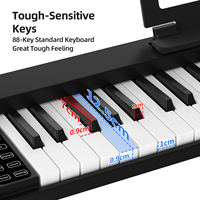 Piano portable léger et multifonctionnel Bx18 à 61 touches, clavier musical électronique pliable avec application d'enseignement de la musique