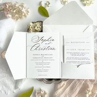 Goldfolie Acryl Hochzeits einladungen Suite Luxus Elegante Plexiglas Einladung karten TriFold Pocket Envelope & Wax Seal