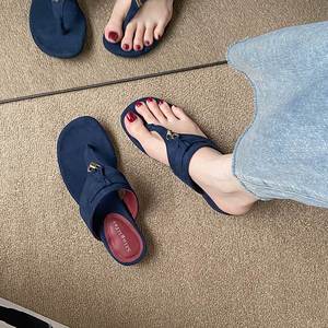 Summer New Tassel Beach slippers Ladies French Clip Toe Design Flat <b>Block</b> Heel Breathable Casual Seaside Footwear - Product Image 2