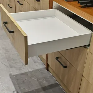 Armoire de cuisine en gros de haute qualité à fermeture en douceur mince tandem boîte en métal glissière de tiroir avec verre