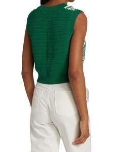 Suéter de punto para mujer, Top cuadrado con cuello en V, verde, personalizado, moda de otoño - Product Image 6