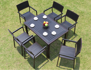 Set di Tavoli e <span class=keywords><strong>Sedie</strong></span> da Esterno Moderni in <span class=keywords><strong>Plastica</strong></span>, Set da Caffè Quadrato per Arredamento da Patio per Uso all'Ingresso - Product Image 6
