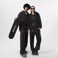 Veste à capuche à fermeture éclair personnalisée sweats en coton éponge française vierge fermeture éclair complète Vintage lavage à l'acide sweats à capuche pour hommes