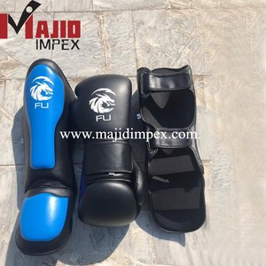 Espinilleras para hombre, espinilleras de cuero negro y azul para kick boxing, las más populares con el diseño más nuevo para la protección - Product Image 3