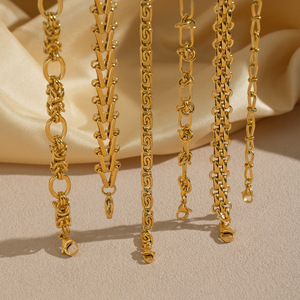 Collana Spessa da Uomo in Acciaio Inossidabile con Catena Geometrica a <span class=keywords><strong>Cuore</strong></span> Intrecciata Fatta a Mano in Stile Bambù - Product Image 2