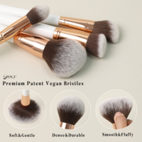 EMF Rose Professional – Ensemble de 11 pinceaux de maquillage pour le visage en poils synthétiques de haute qualité pour femmes, avec logo personnalisé, pinceau pour les yeux, éventail et anticernes