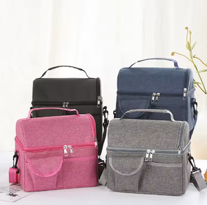 Sac à déjeuner isotherme portable personnalisé en gros, en tissu Oxford, double couche, fermeture éclair, grande capacité, imperméable - Product Image 6