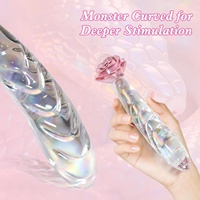 Dildo anal en verre Rose, jouet sexuel, plug anal, dildo monstre arc-en-ciel pour débutant, dildo clitoridien, jouets sexuels anaux pour femmes et couples