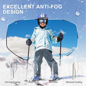 畅销防风滑雪护目镜可弯曲安全舒适TPU框架儿童滑雪护目镜 - Product Image 2