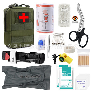 Kit de Primeros Auxilios para Supervivencia al Aire Libre, Suministros de Emergencia Tácticos Compactos, Bolsa de Nailon de 10.5x7x14.5cm con Asa en Forma de D - Product Image 2