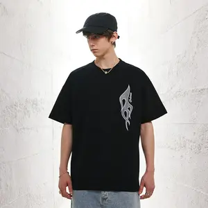 New American high street cloth craft small neckline T-shirt lovers the same cotton short-sleeved man