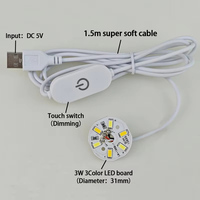 Lampe de bureau LED USB 1.5M avec 3 couleurs 3W 10W interrupteur tactile à intensité variable Mini taille pour la lecture de chambre à coucher ou la veilleuse