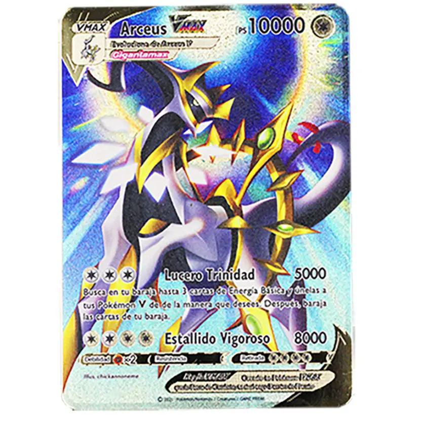 10000PS Arceus Vmax Cards pokemoned Metal Spanish Cards Pikachu Charizard Vstar Golden Limited Kids Gift Game Collection Cards