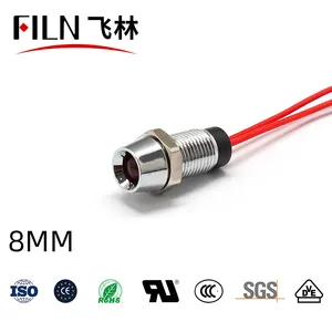 FILN diameter 8mm concave head bicycle indicator light waterproof IP67 3V~220V led light for turn indicator RED YELLOW BLUE