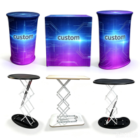 Comptoir portable facile à installer, comptoir d'accueil multi-formes à motif personnalisé, table pliable avec éclairage LED pour présentation