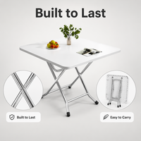 Table à manger pliante carrée, bureau pliable avec pieds en X anti-rouille, plateau lisse et imperméable pour dortoir, appartement et usage polyvalent