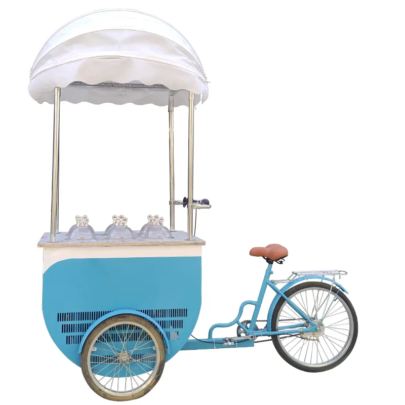 LVKE totalmente equipada bicicleta eléctrica móvil restaurante vitrina de helados personalizar carrito de helados