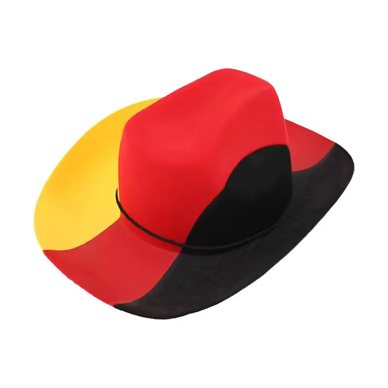 מסיבה גרמניה שלושה צבעים כדורגל משולב לא ארוג קרנבל לבד כובע בוקרים עם הדפסת דגל