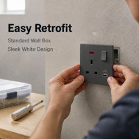 Prise murale OEM 13A avec ports USB-A et Type-C, interrupteur intégré, 1 gang 1 voie