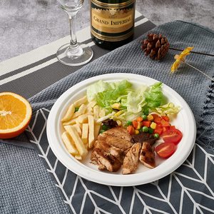 Ensemble d'assiettes en papier bagasse canne à sucre jetables écologiques assiettes compostables ustensiles pour barbecue camping vaisselle biodégradable - Product Image 3