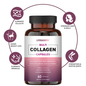 Cápsulas de Colágeno sin Sabor, Péptidos de Proteína Hidrolizada Multitipo, Ácido Hialurónico, Vitamina C, para Aclarar la Piel, para Adultos - Product Image 2