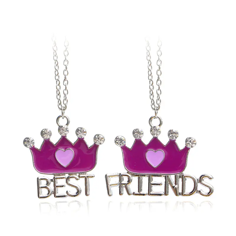 Hot Sale I Love You Best Friends Couple Necklace Jewelry Puzzle BFF Key Lock Crown Heart Pendants Necklaces For Women Men Gift