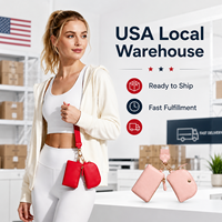 Portefeuille porte-clés pour femme, mini sac à main avec étui à rouge à lèvres, pochette réutilisable en cuir PU pour sac de sport, entrepôt USA