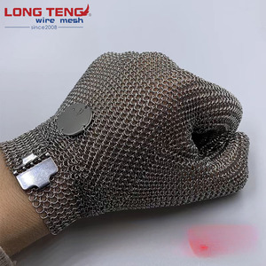 Guantes <span class=keywords><strong>de</strong></span> acero inoxidable anticorte para cocina con malla <span class=keywords><strong>de</strong></span> alambre metálico Tejido liso Técnica soldada Guantes <span class=keywords><strong>de</strong></span> seguridad para el trabajo - Product Image 3