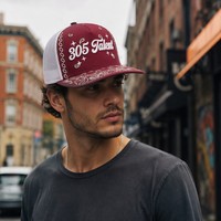 Casquette Trucker Premium 5 Panneaux Personnalisée avec Logo Brodé 3D Imprimé Paisley Rose Casquette Snapback en Maille Luxe Streetwear Casquette de Baseball OEM